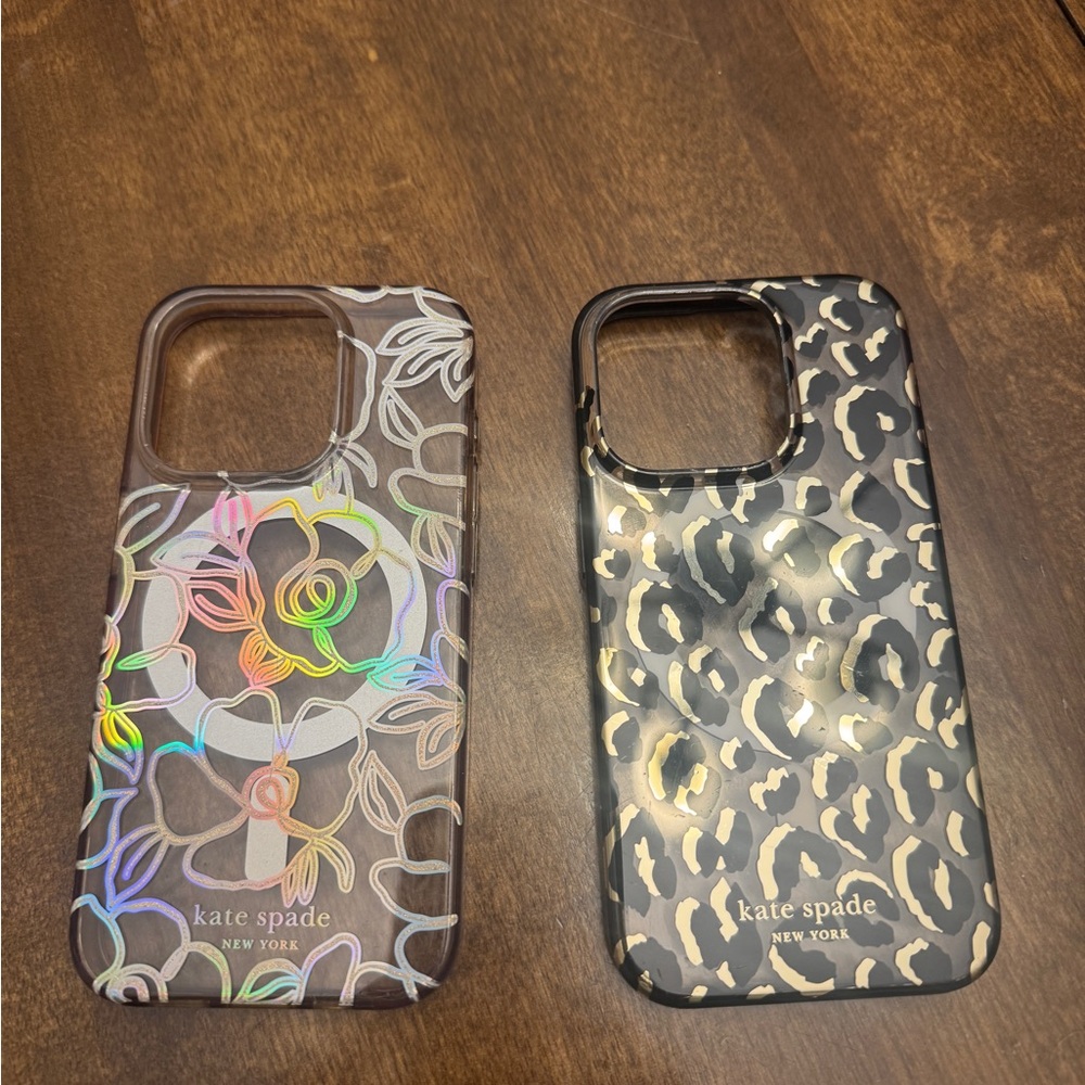 Kate Spade IPhone15 Pro Holographic Floral and Leopard Phone Cases-Free Shipping